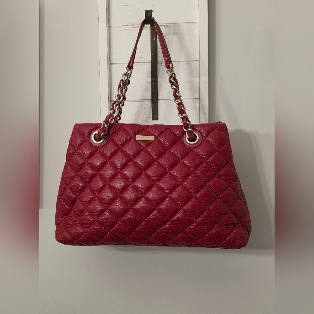 Kate Spade Red Quilted Leather Maryanne Tote Bag